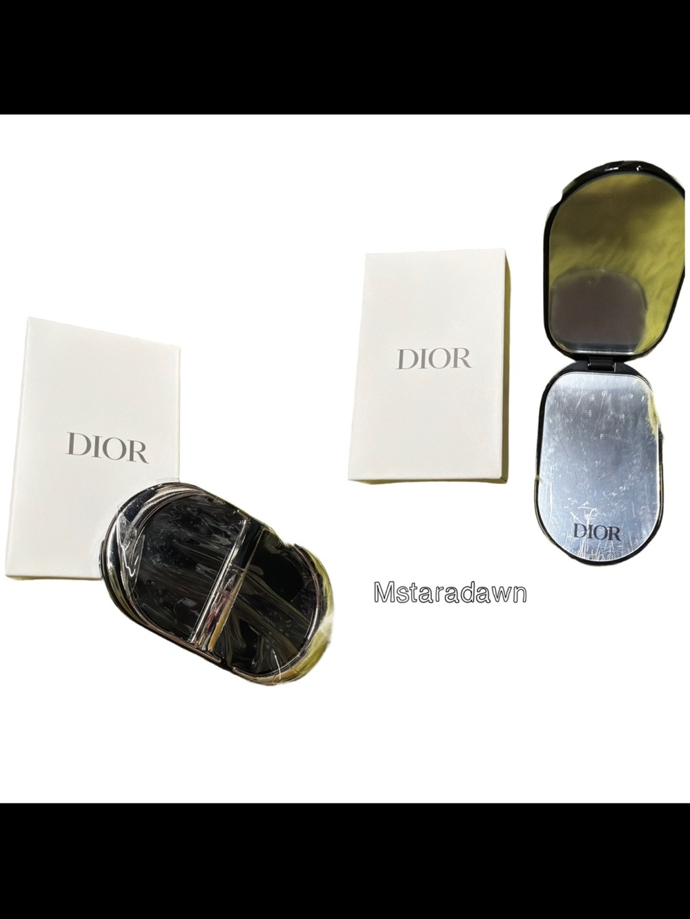 Dior Black and Silver Compact Mirror for phone